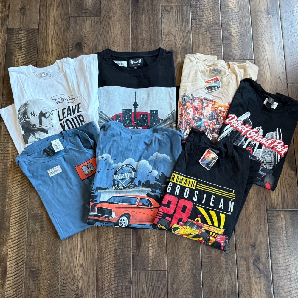Mens Racing Graphic T-Shirt Bundle IndyCar Grand Prix Nascar